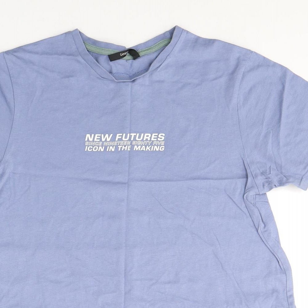 George Boys Blue  Cotton Basic T-Shirt Size 14-15 Years Round Neck Pullover - new Future