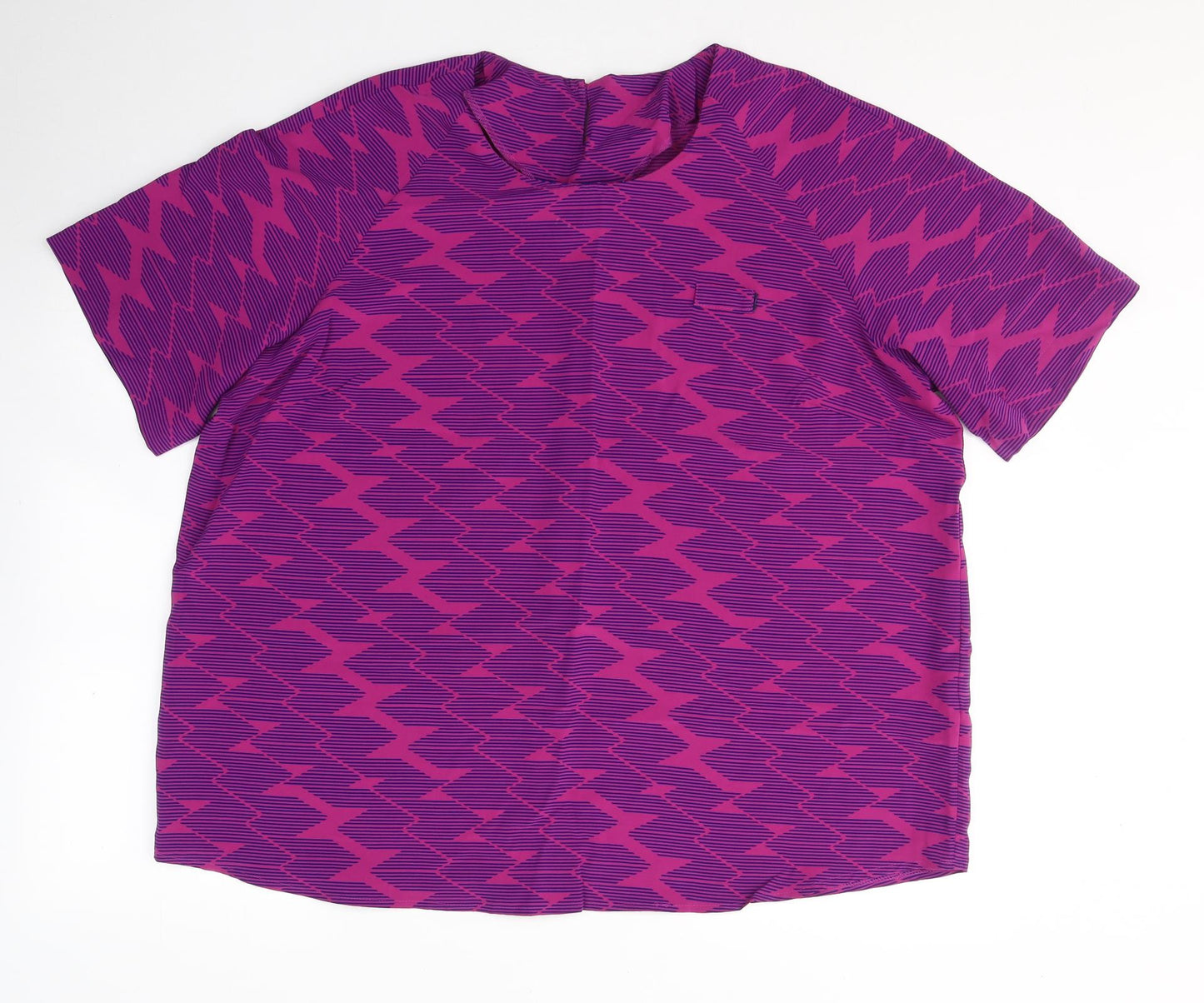 Preworn Womens Pink Geometric Polyester Basic T-Shirt Size 20 Round Neck