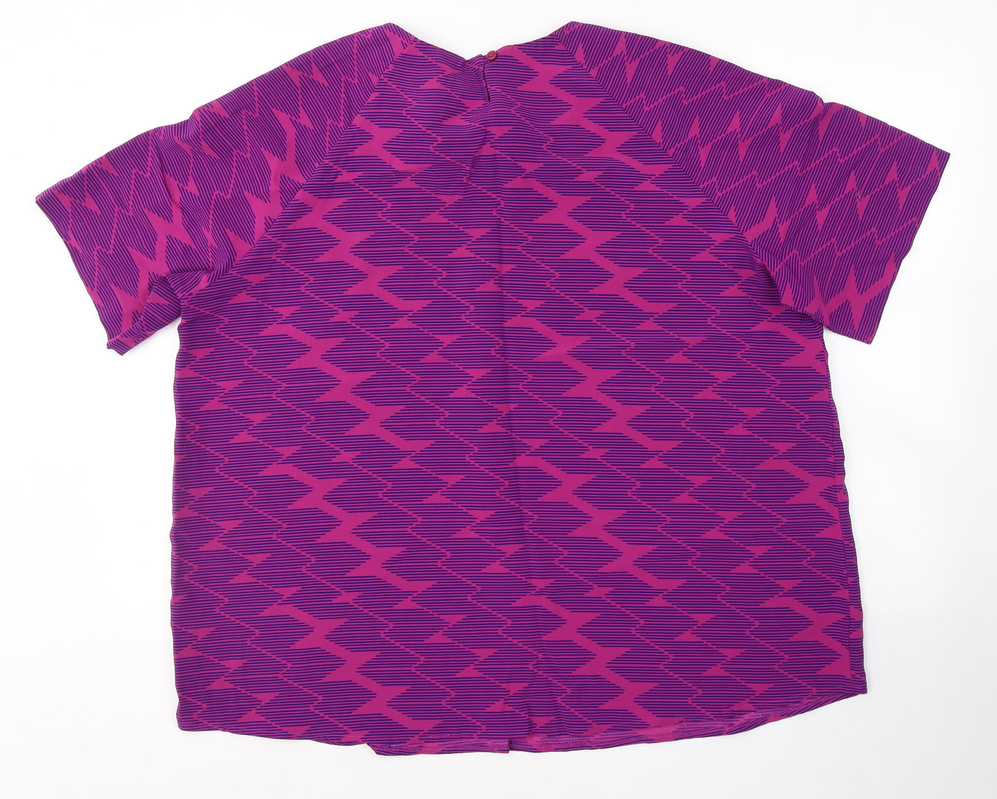 Preworn Womens Pink Geometric Polyester Basic T-Shirt Size 20 Round Neck