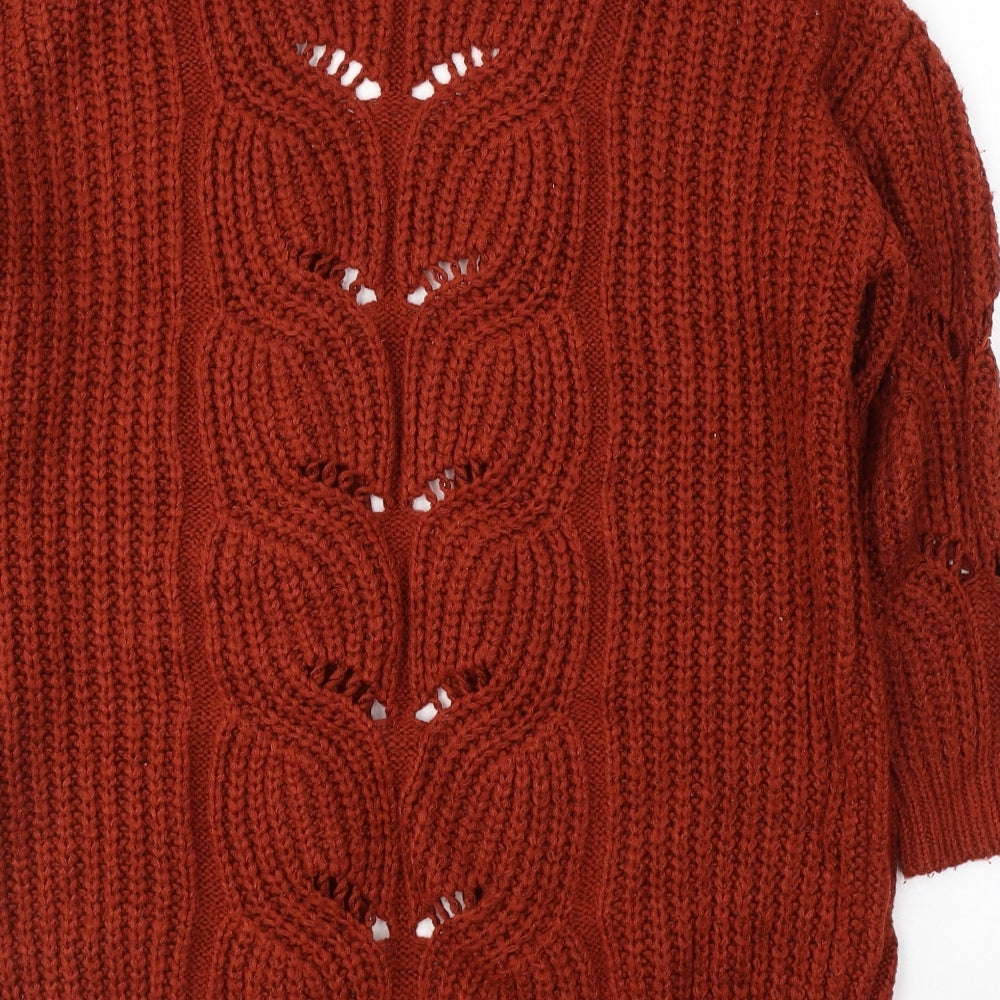 F&F Womens Brown V-Neck  Acrylic Cardigan Jumper Size 12