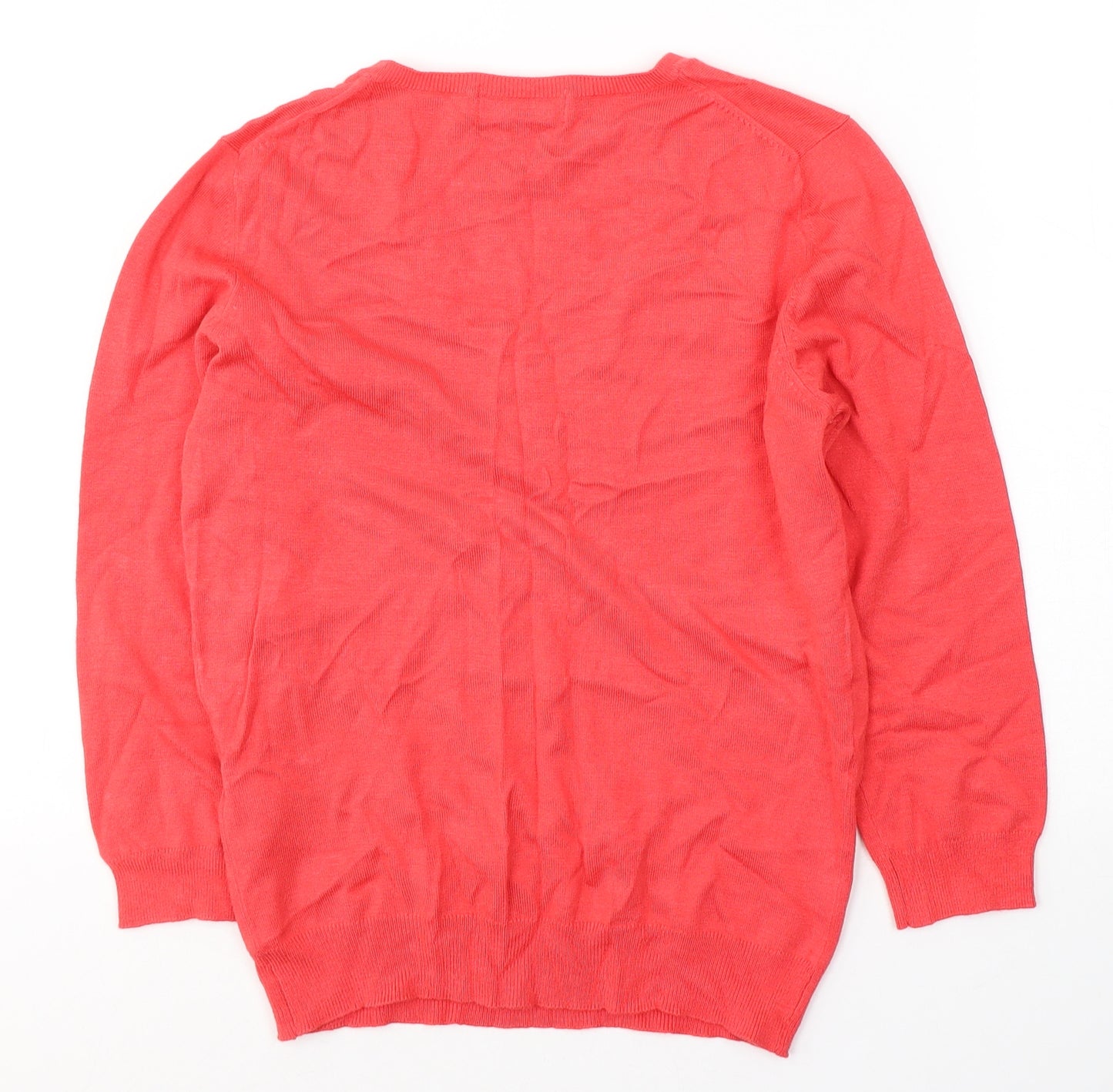 Marks and Spencer Womens Red  Viscose Jersey T-Shirt Size 12 V-Neck