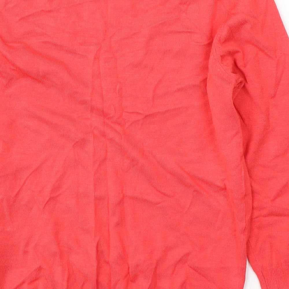 Marks and Spencer Womens Red  Viscose Jersey T-Shirt Size 12 V-Neck