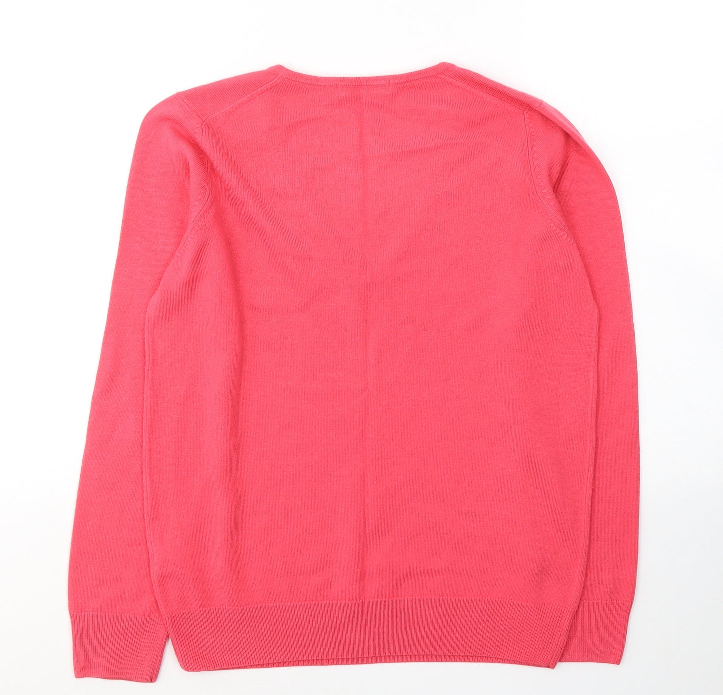 Marks and Spencer Womens Pink V-Neck  Acrylic Pullover Jumper Size 8