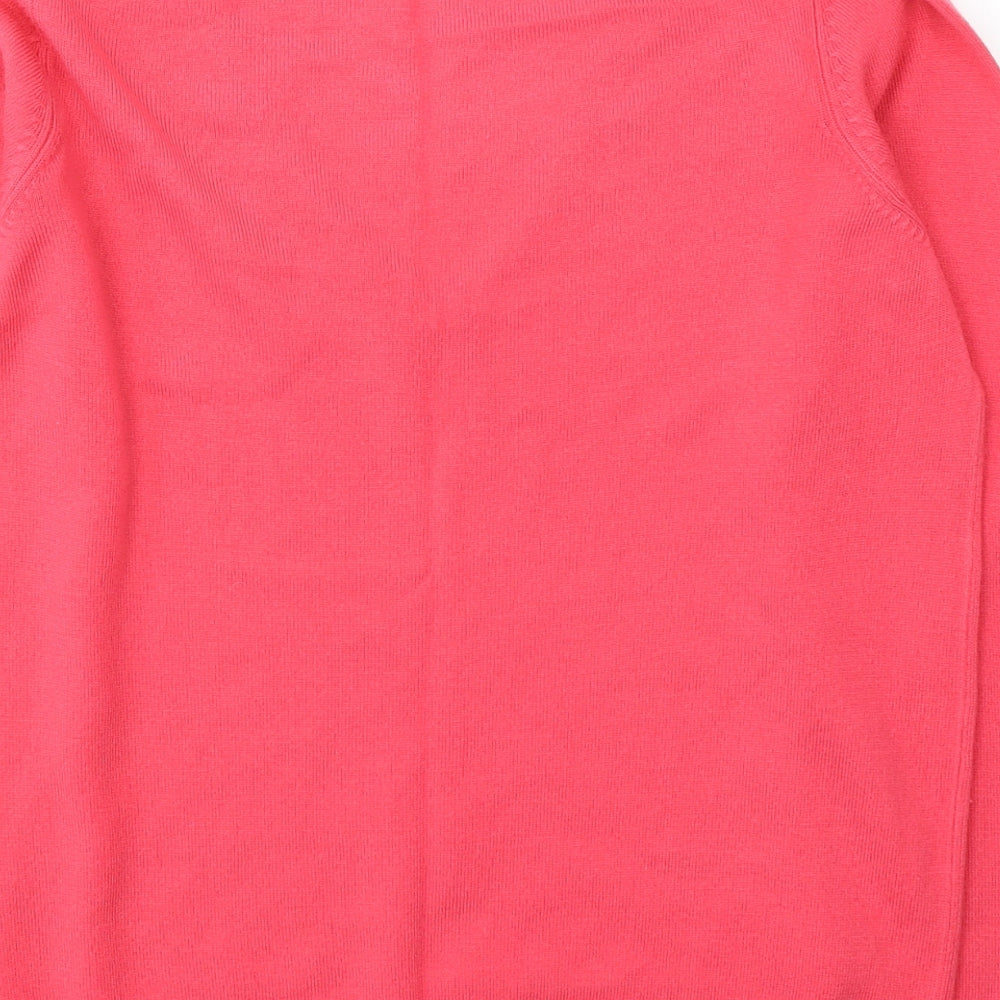 Marks and Spencer Womens Pink V-Neck  Acrylic Pullover Jumper Size 8