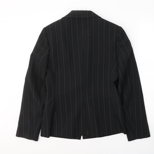 Florence & Fred Womens Black Striped Polyester Jacket Suit Jacket Size 12