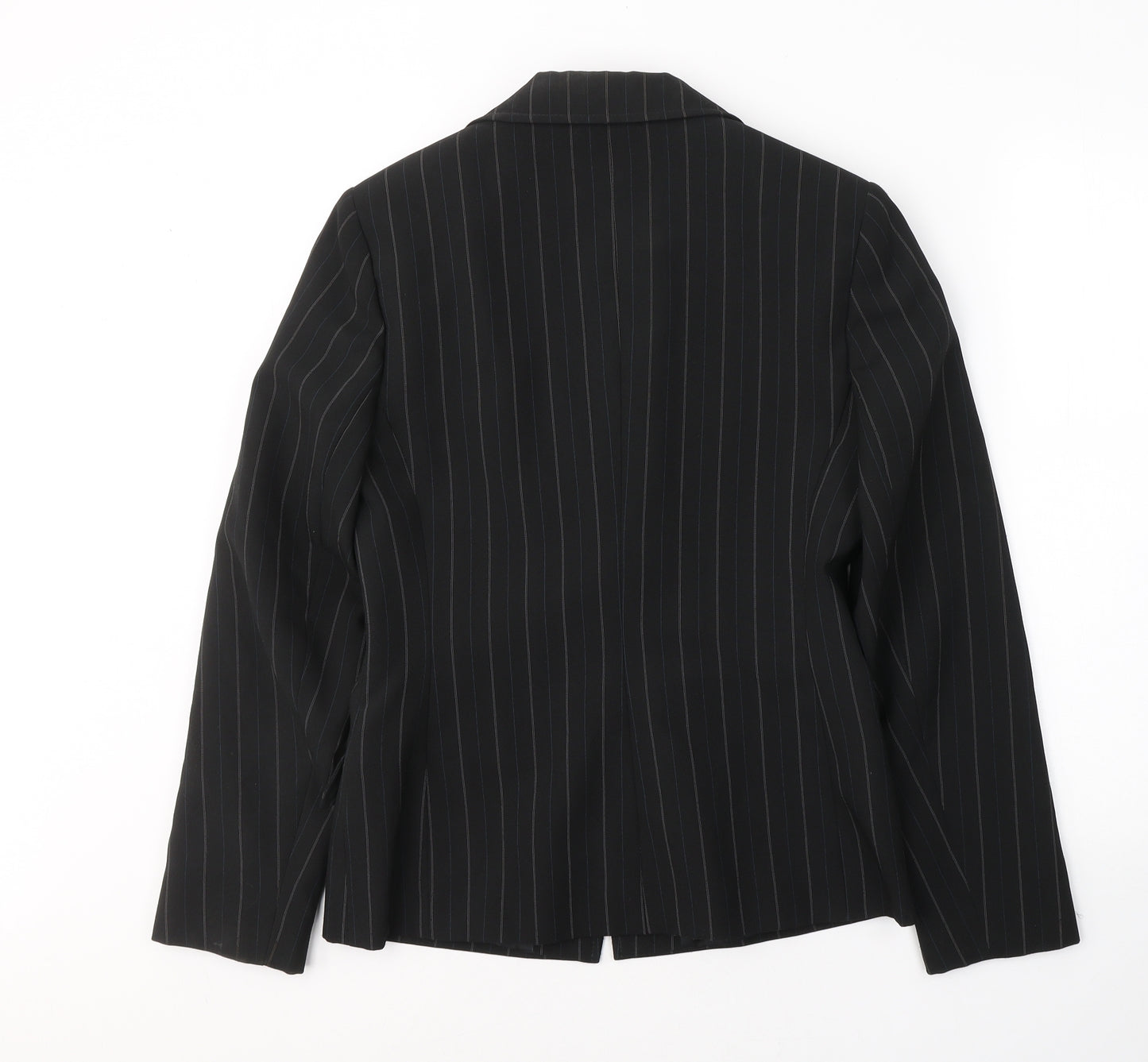 Florence & Fred Womens Black Striped Polyester Jacket Suit Jacket Size 12
