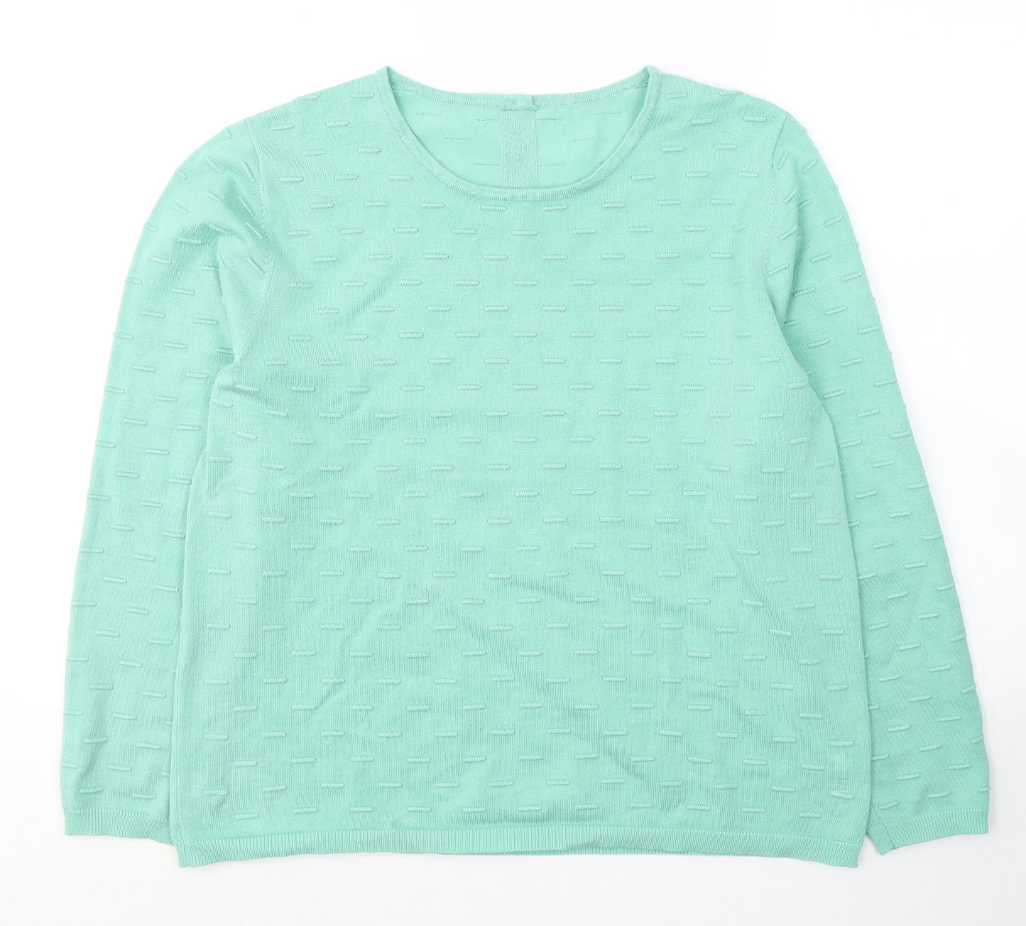 Ashrsaf 10 Womens Green Geometric Viscose Jersey Blouse Size XL Round Neck