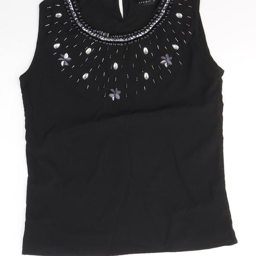 Exhibit Womens Black  Polyester Basic Blouse Size 8 Round Neck