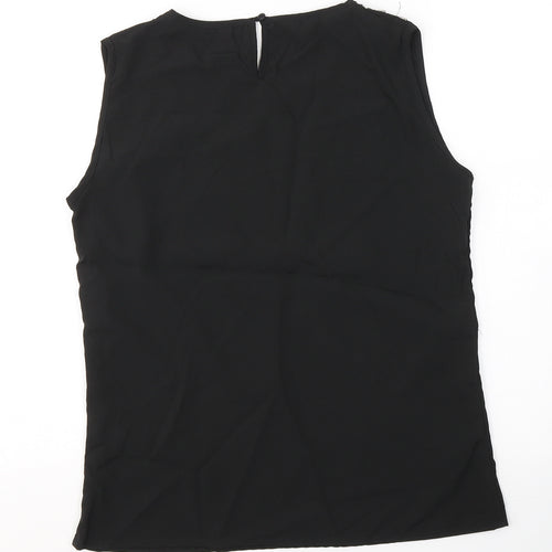 Exhibit Womens Black  Polyester Basic Blouse Size 8 Round Neck