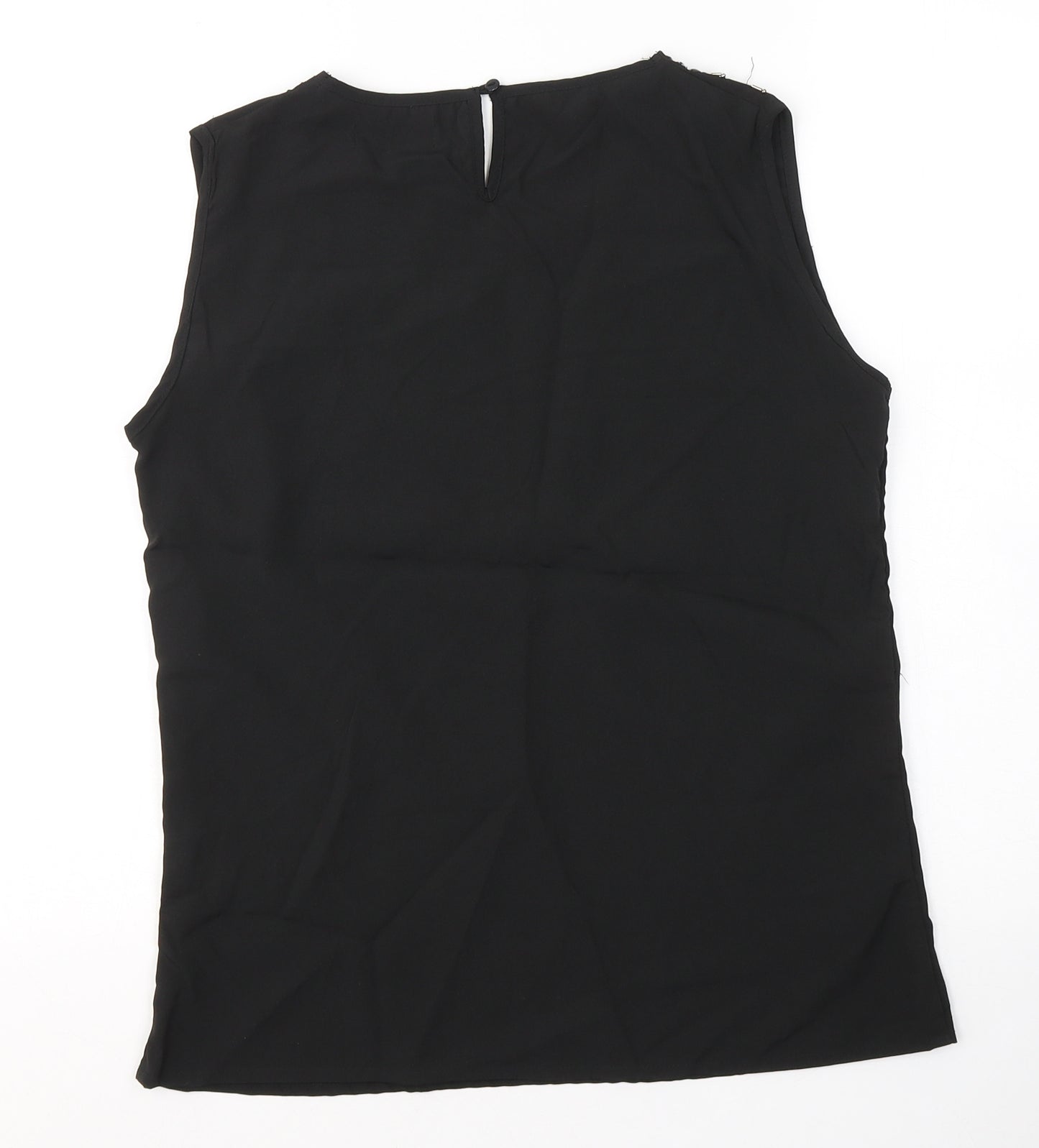 Exhibit Womens Black  Polyester Basic Blouse Size 8 Round Neck