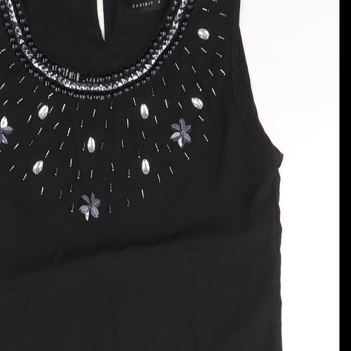 Exhibit Womens Black  Polyester Basic Blouse Size 8 Round Neck
