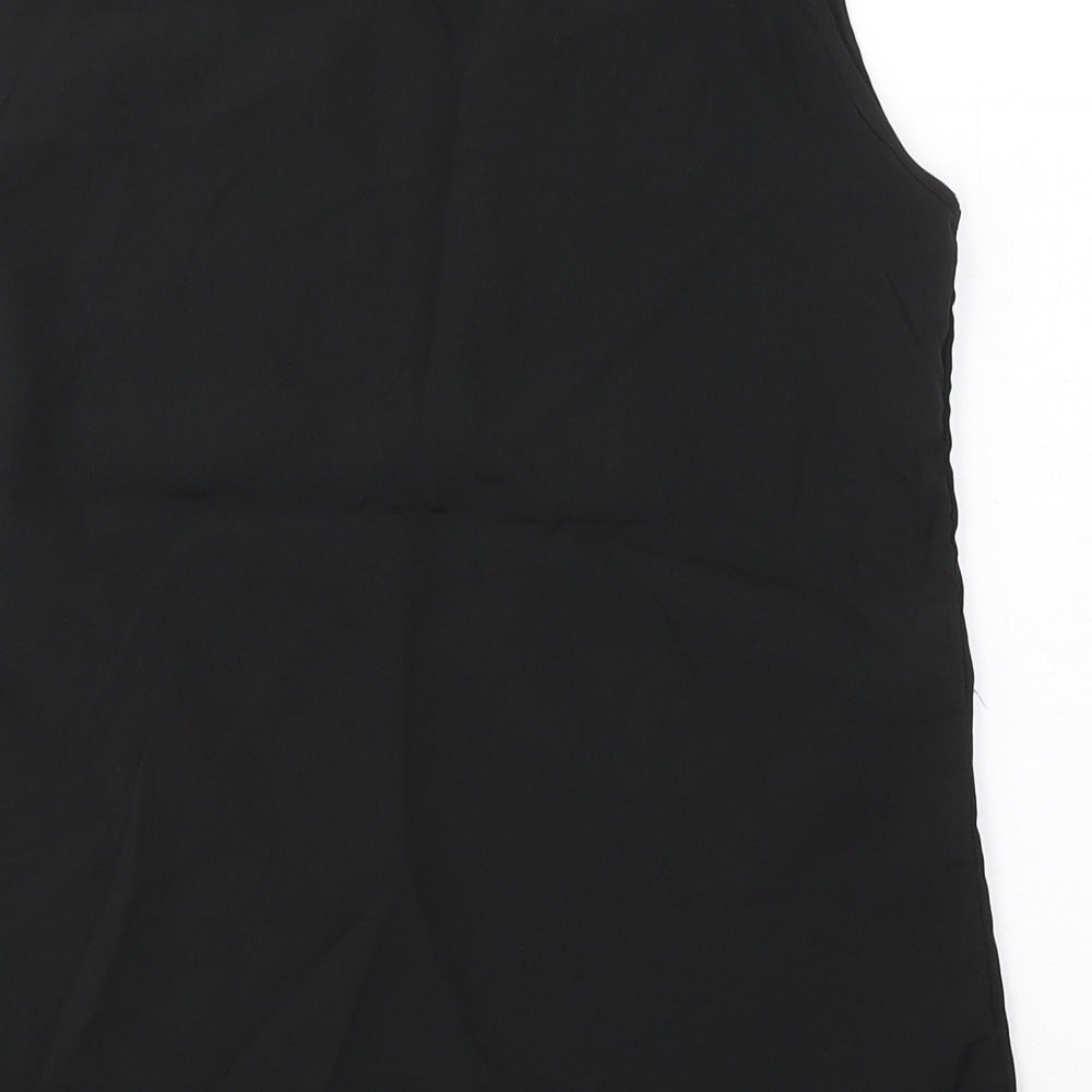 Exhibit Womens Black  Polyester Basic Blouse Size 8 Round Neck