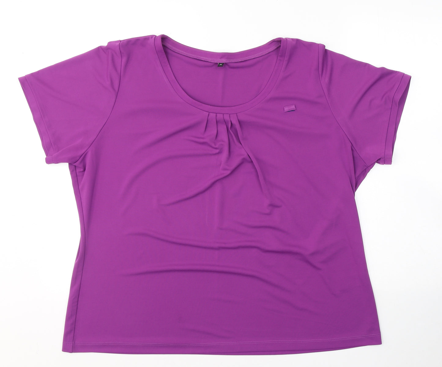 Preworn Womens Purple  Polyester Basic T-Shirt Size 24 Round Neck