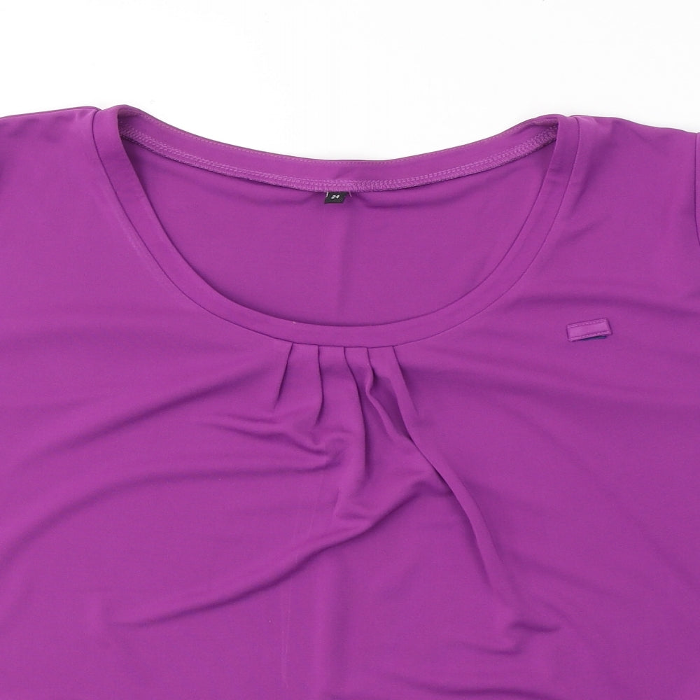 Preworn Womens Purple  Polyester Basic T-Shirt Size 24 Round Neck