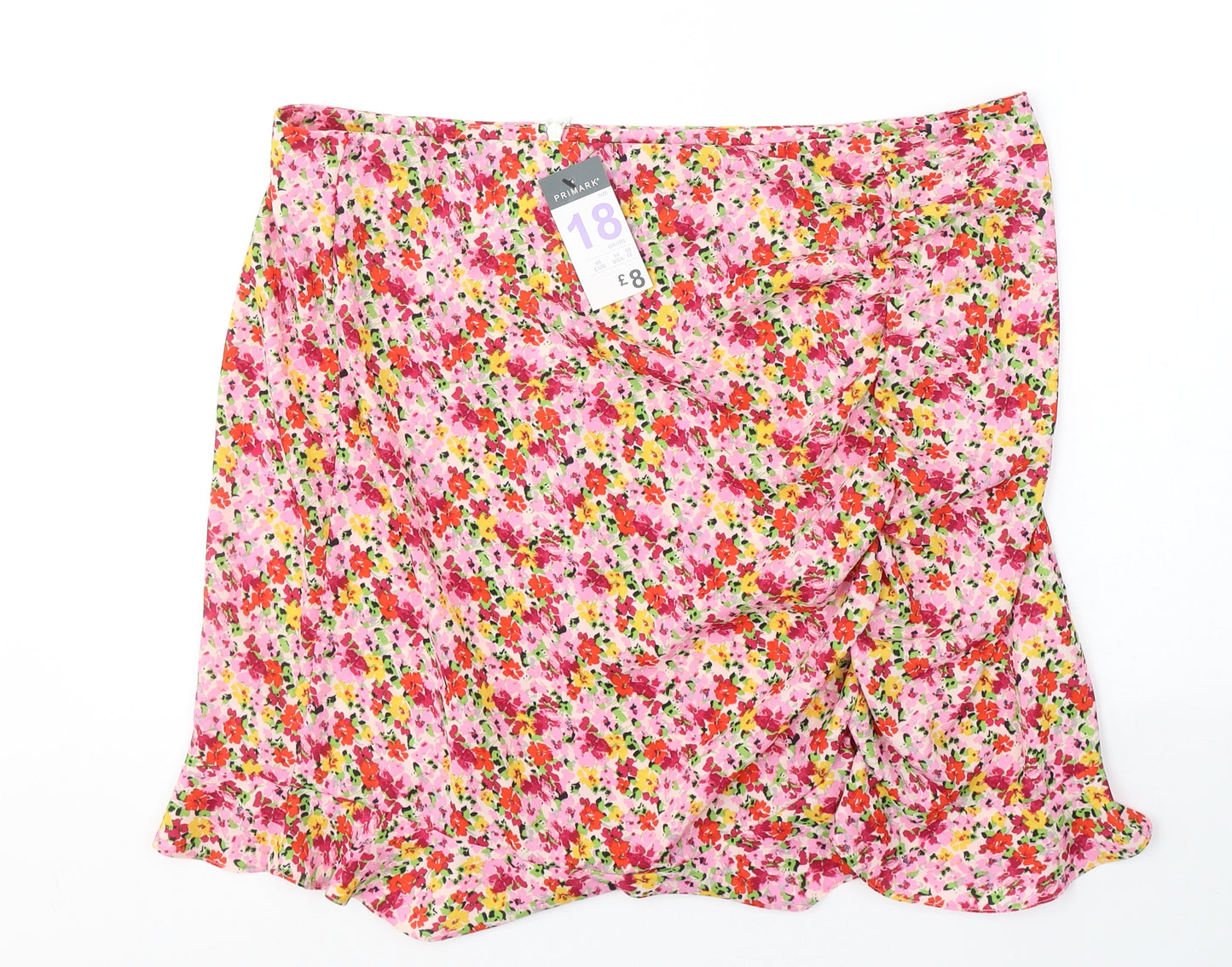 Primark Womens Multicoloured Floral Polyester Mini Skirt Size 18   Zip