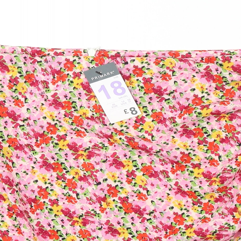 Primark Womens Multicoloured Floral Polyester Mini Skirt Size 18   Zip