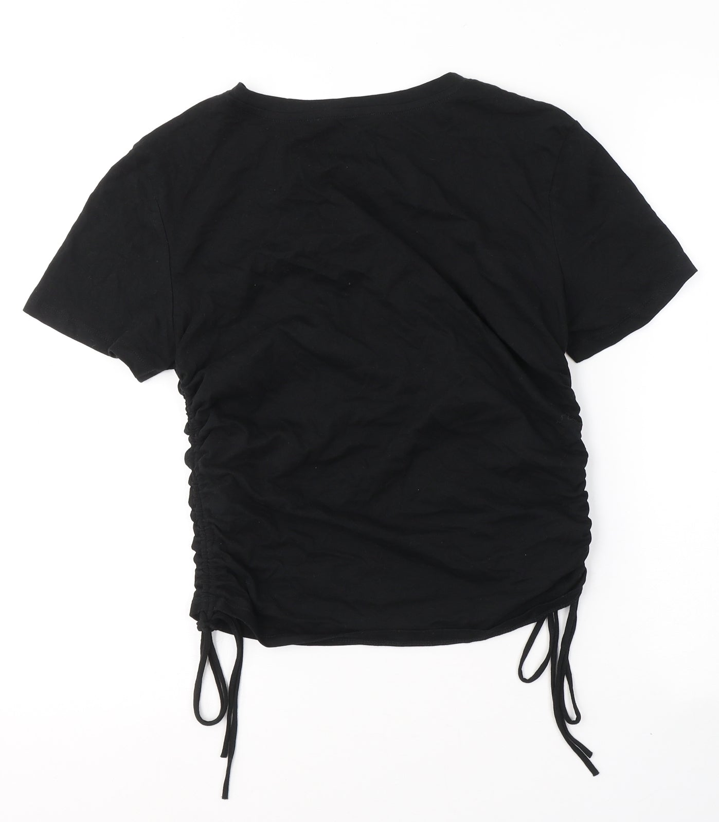 Zara Womens Black  Cotton Basic T-Shirt Size L Round Neck