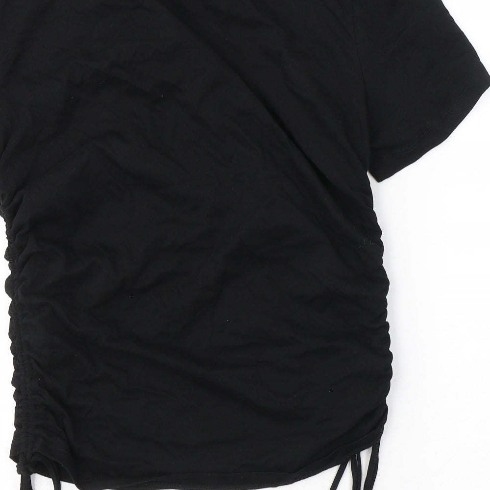 Zara Womens Black  Cotton Basic T-Shirt Size L Round Neck