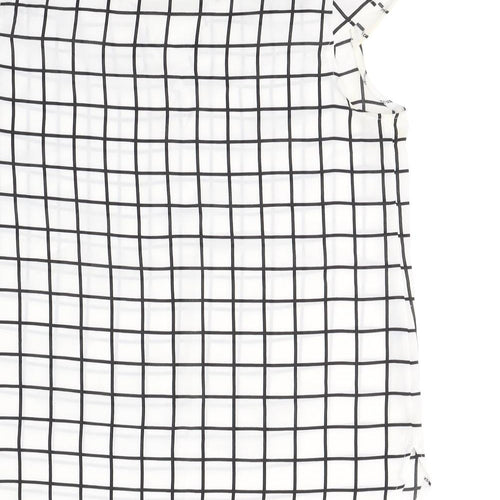 Atmosphere Womens White Check Polyester Basic Blouse Size 10 Round Neck