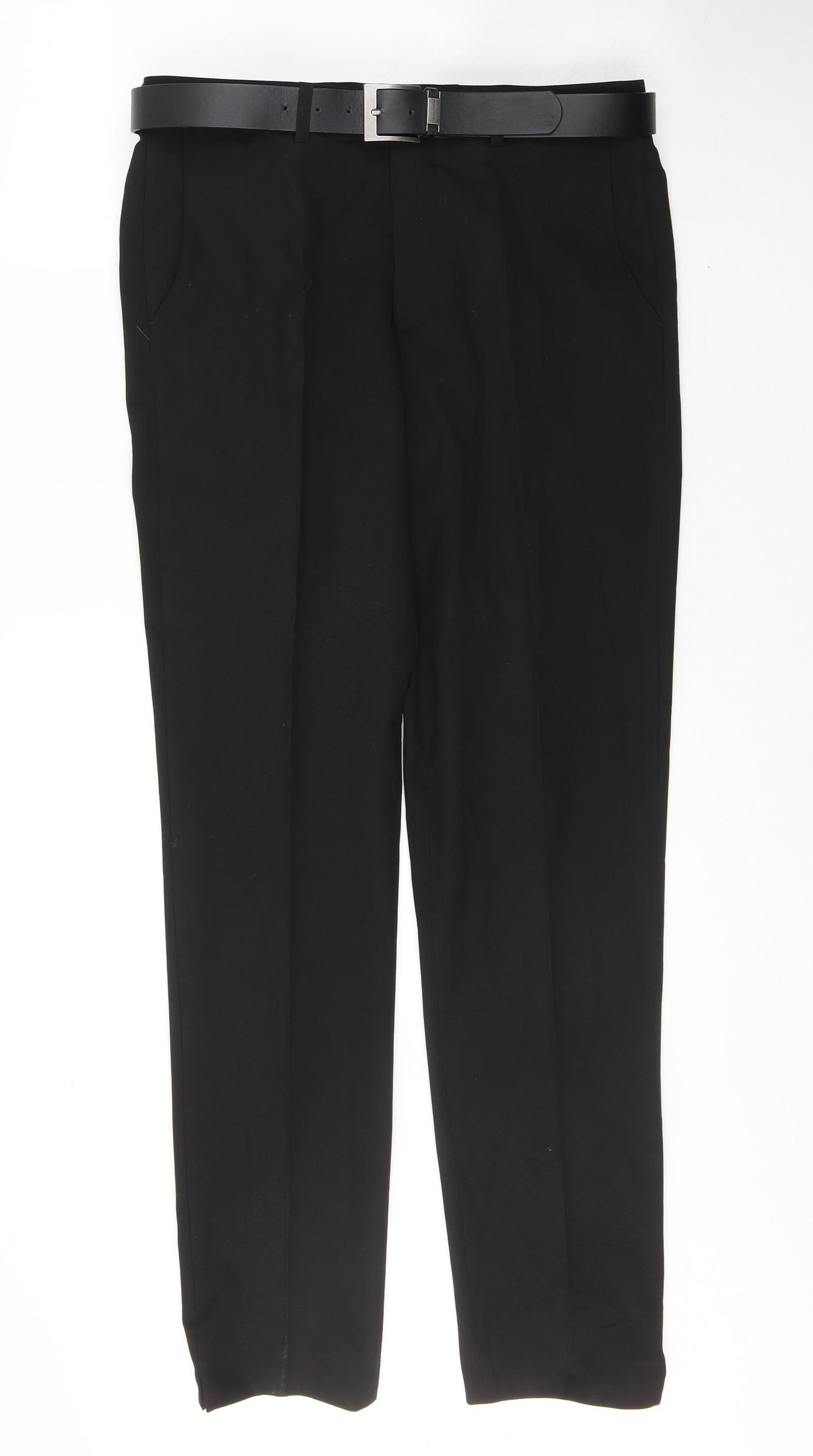 REMUS Mens Black  Polyester Trousers  Size 32 in L34 in Regular Button