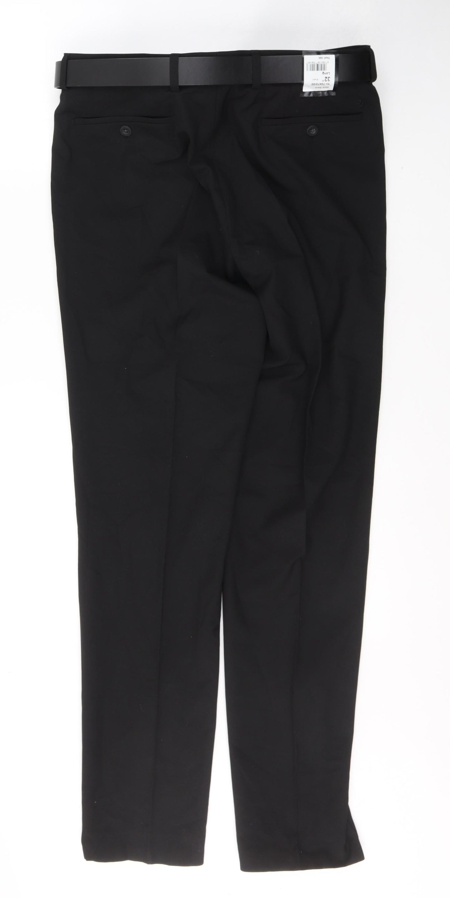 REMUS Mens Black  Polyester Trousers  Size 32 in L34 in Regular Button