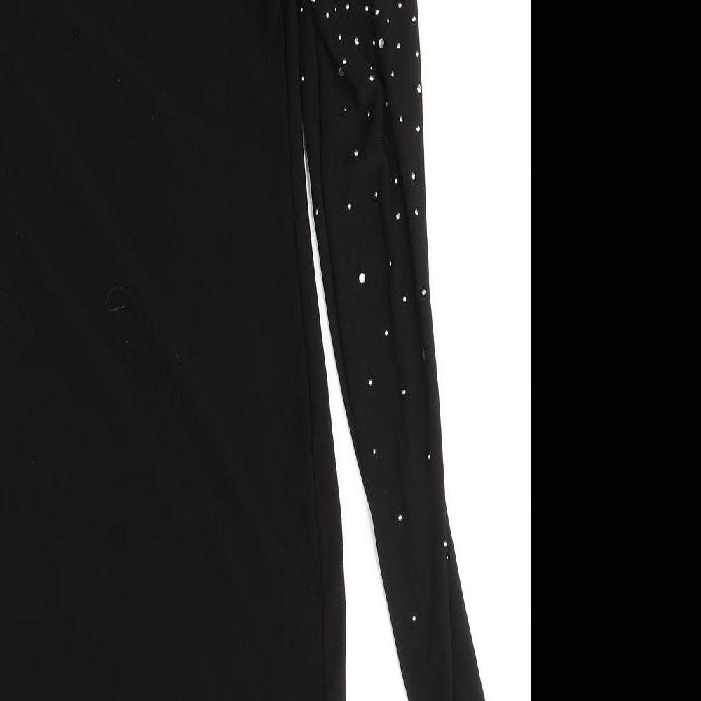 Jane Norman Womens Black  Polyester Bodycon  Size 10  One Shoulder Pullover