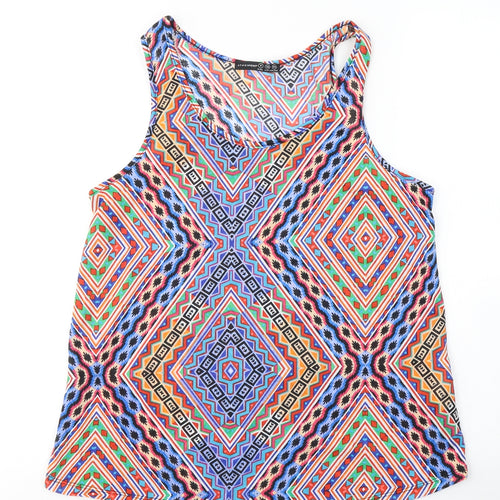 Atmosphere Womens Multicoloured Geometric Cotton Basic Tank Size 8 Round Neck