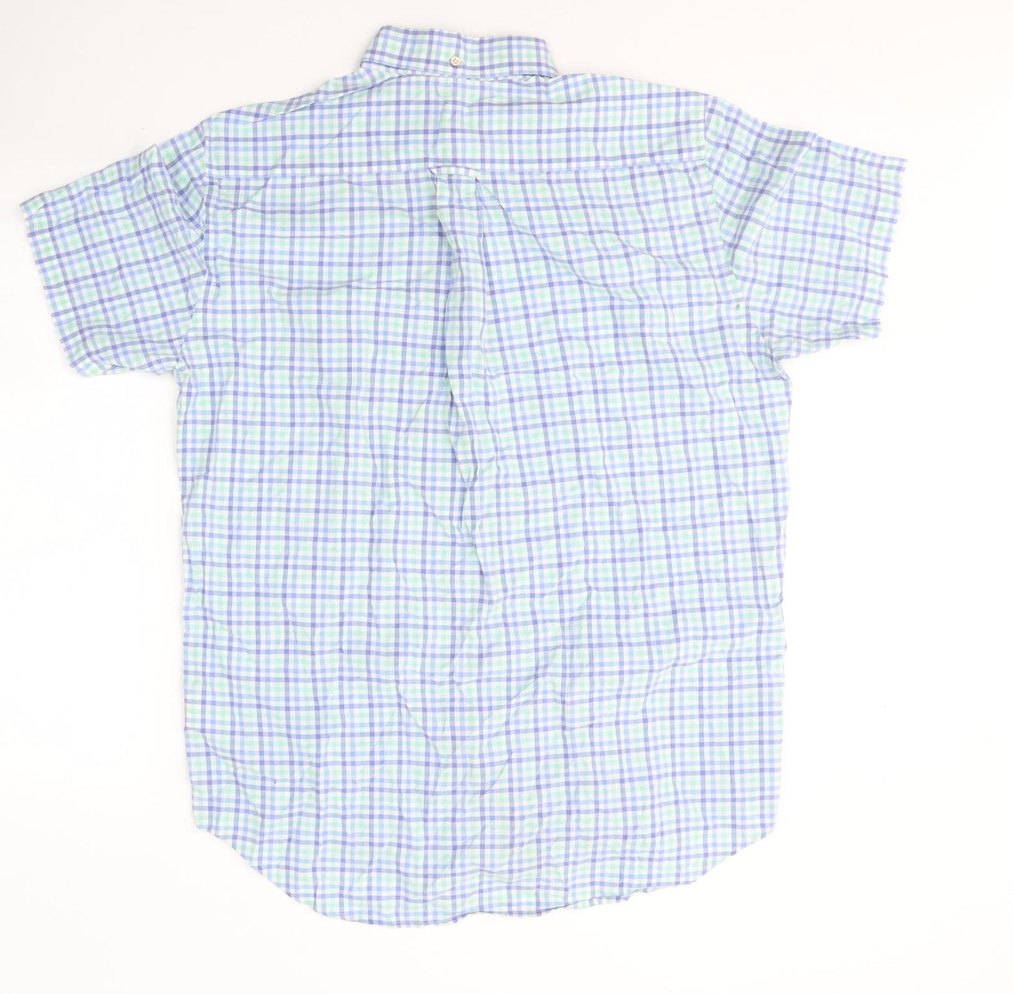 GANT Mens Blue Plaid Cotton  Button-Up Size M Collared Button