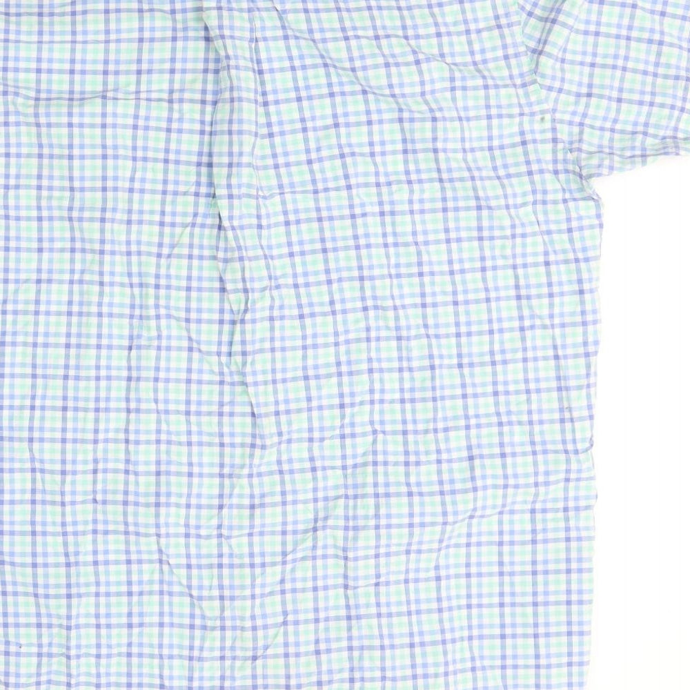 GANT Mens Blue Plaid Cotton  Button-Up Size M Collared Button