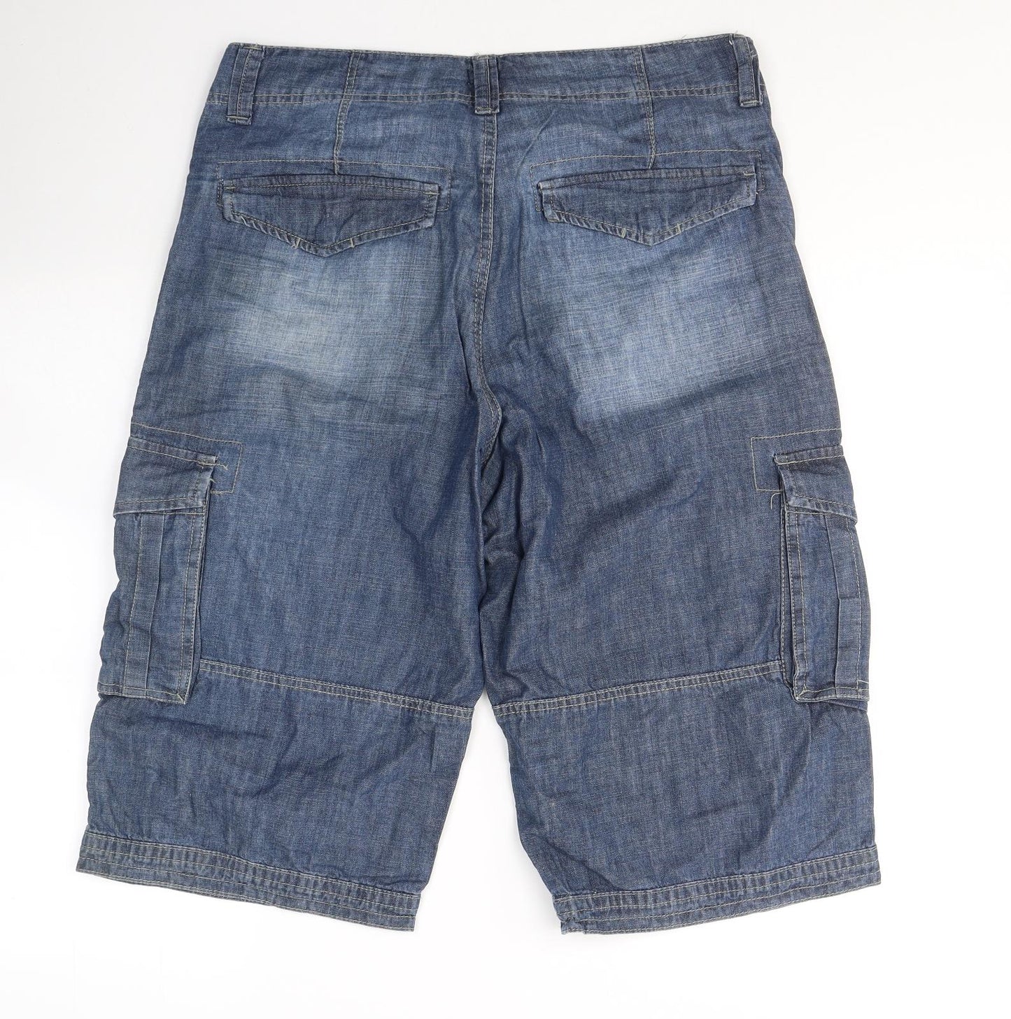 F&F Mens Blue  Cotton Cropped Jeans Size 34 in L20 in Regular Button
