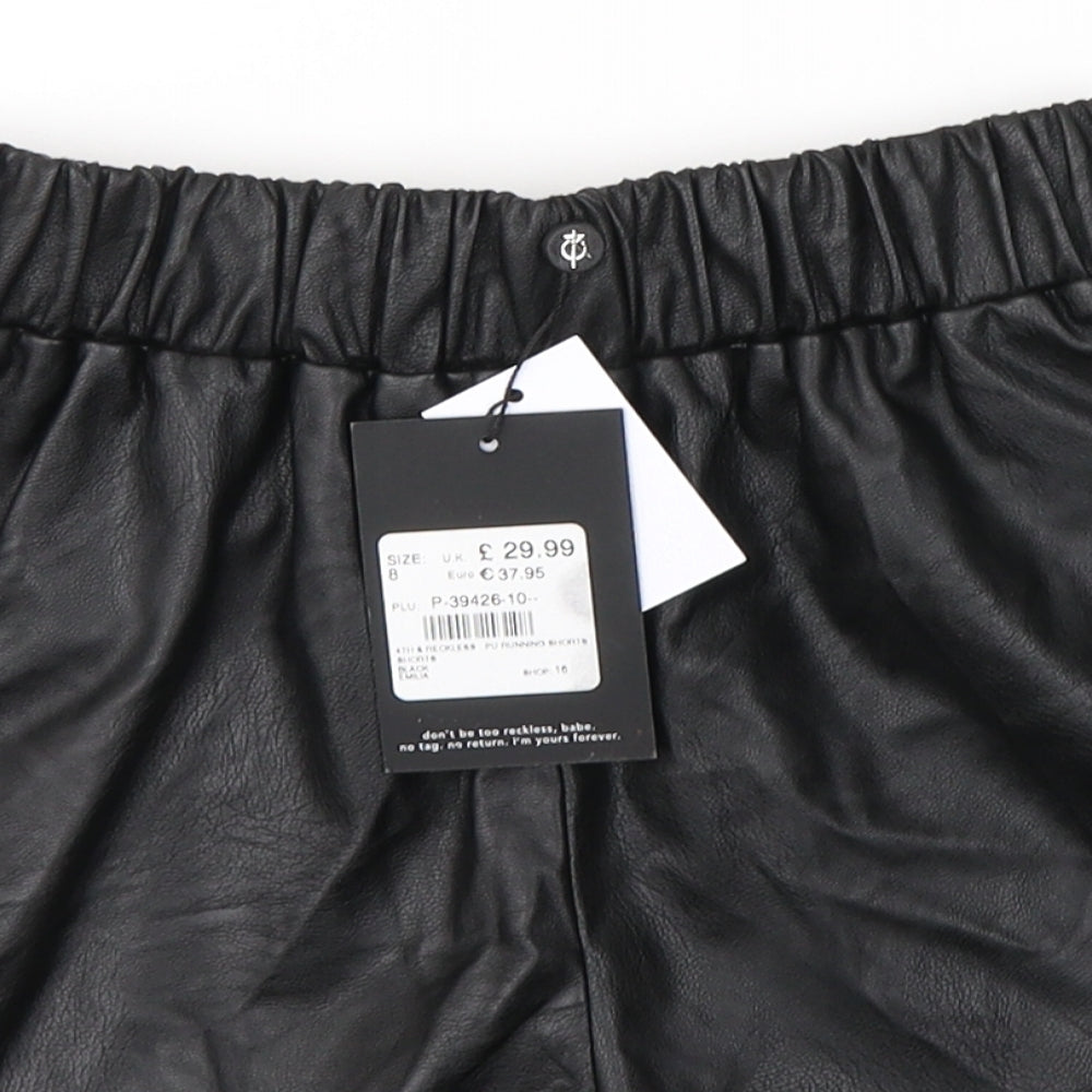 4th & Reckless Womens Black  Polyester Hot Pants Shorts Size 8 L4 in Regular Pull On