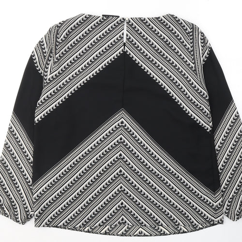 Wallis Womens Black Geometric Polyester Basic Blouse Size 12 Round Neck