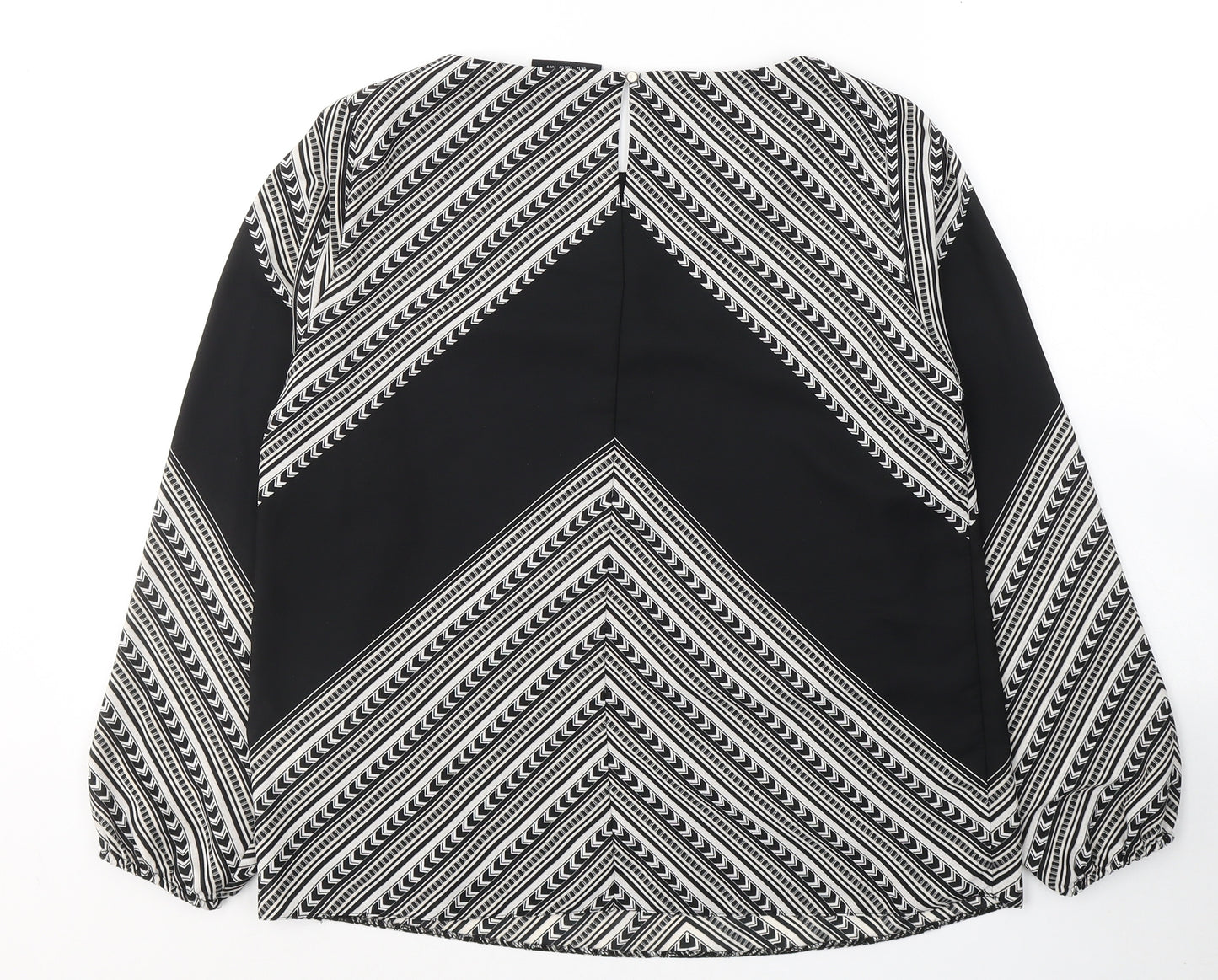 Wallis Womens Black Geometric Polyester Basic Blouse Size 12 Round Neck