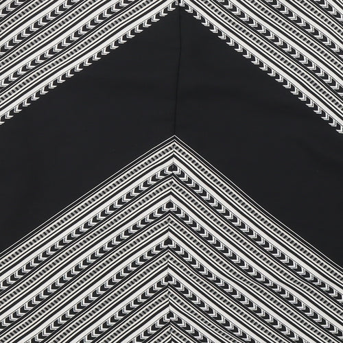 Wallis Womens Black Geometric Polyester Basic Blouse Size 12 Round Neck