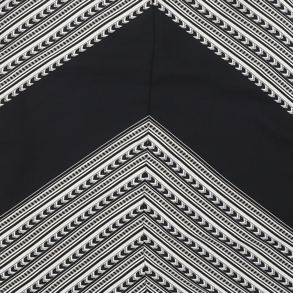 Wallis Womens Black Geometric Polyester Basic Blouse Size 12 Round Neck