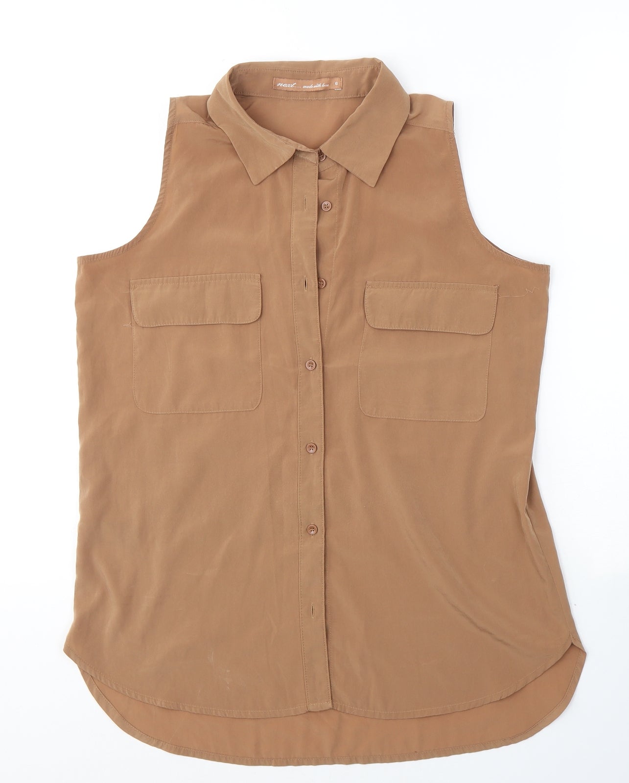 NEXT Womens Brown  Polyester Basic Tank Size 8 Collared