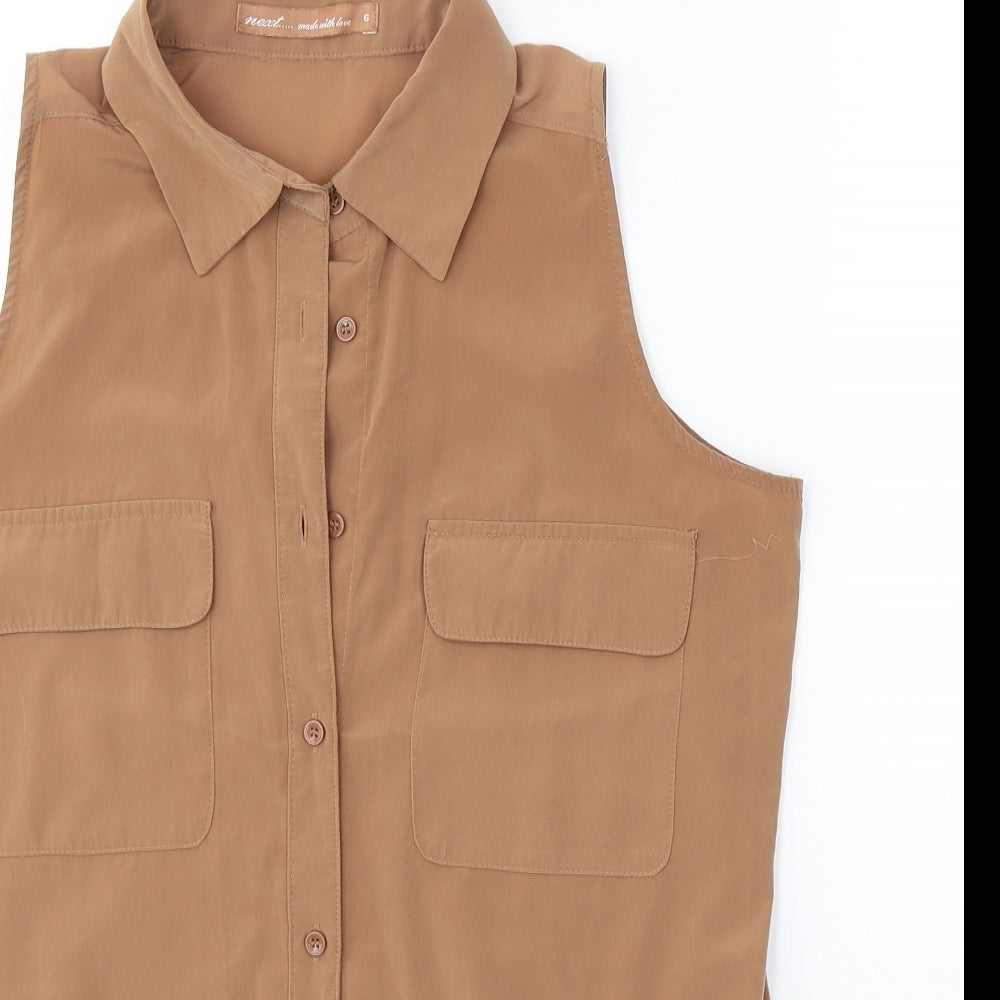NEXT Womens Brown  Polyester Basic Tank Size 8 Collared