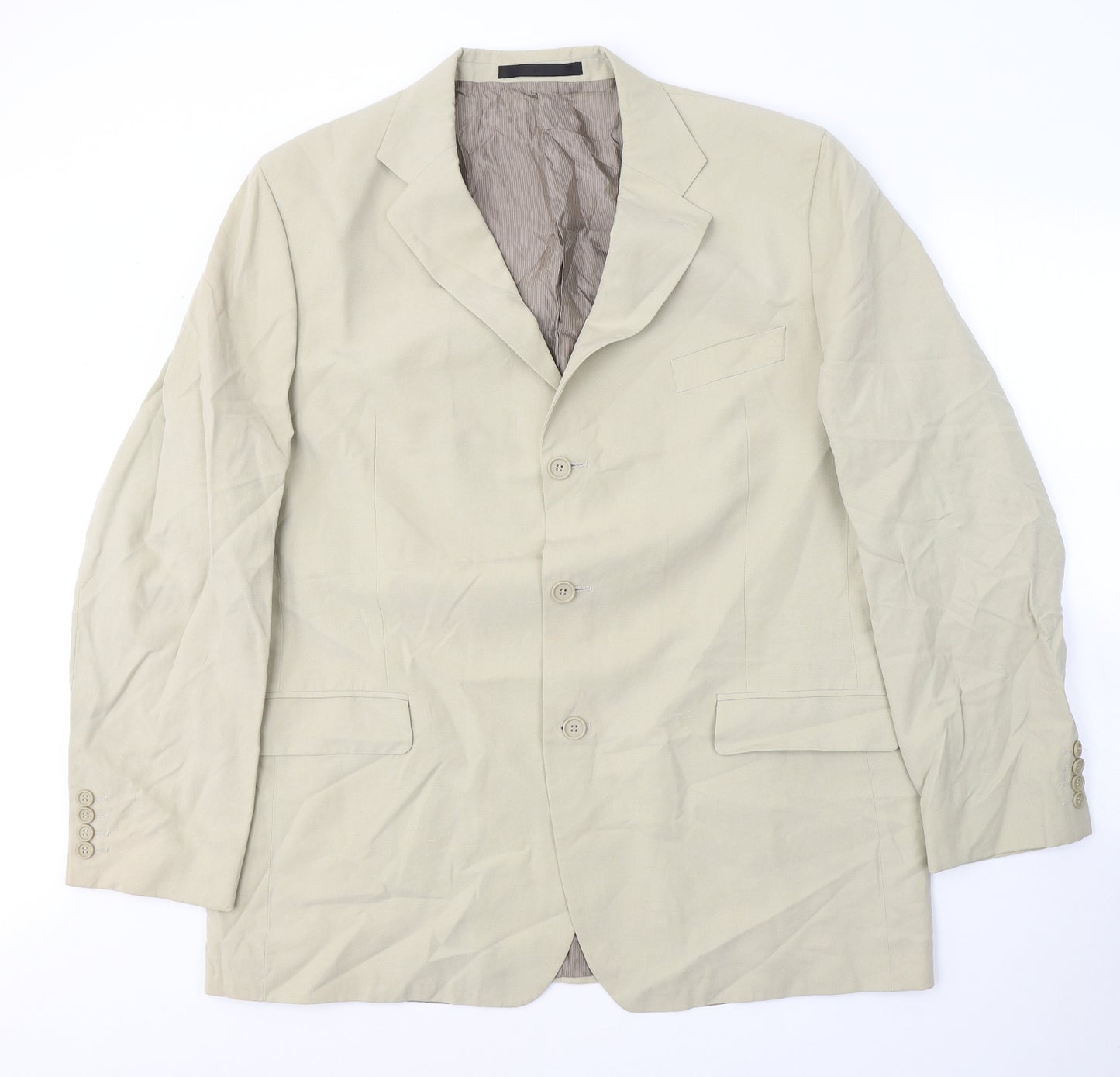 Marks and Spencer Mens Beige  Lyocell Jacket Suit Jacket Size 46
