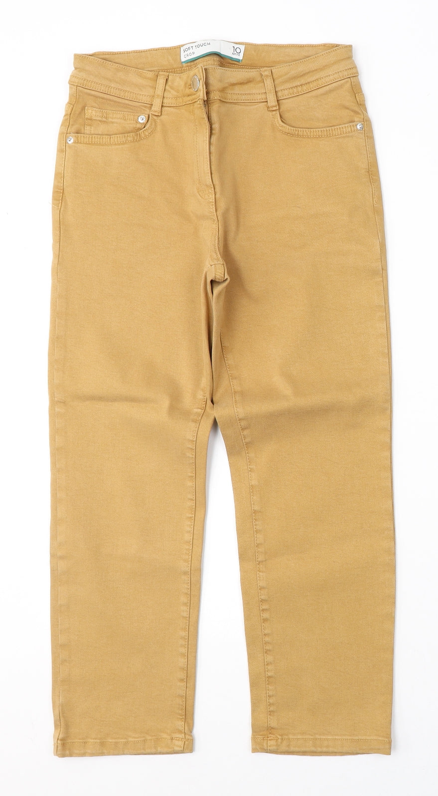 NEXT Womens Brown  Cotton Cropped Jeans Size 10 L23 in Regular Button