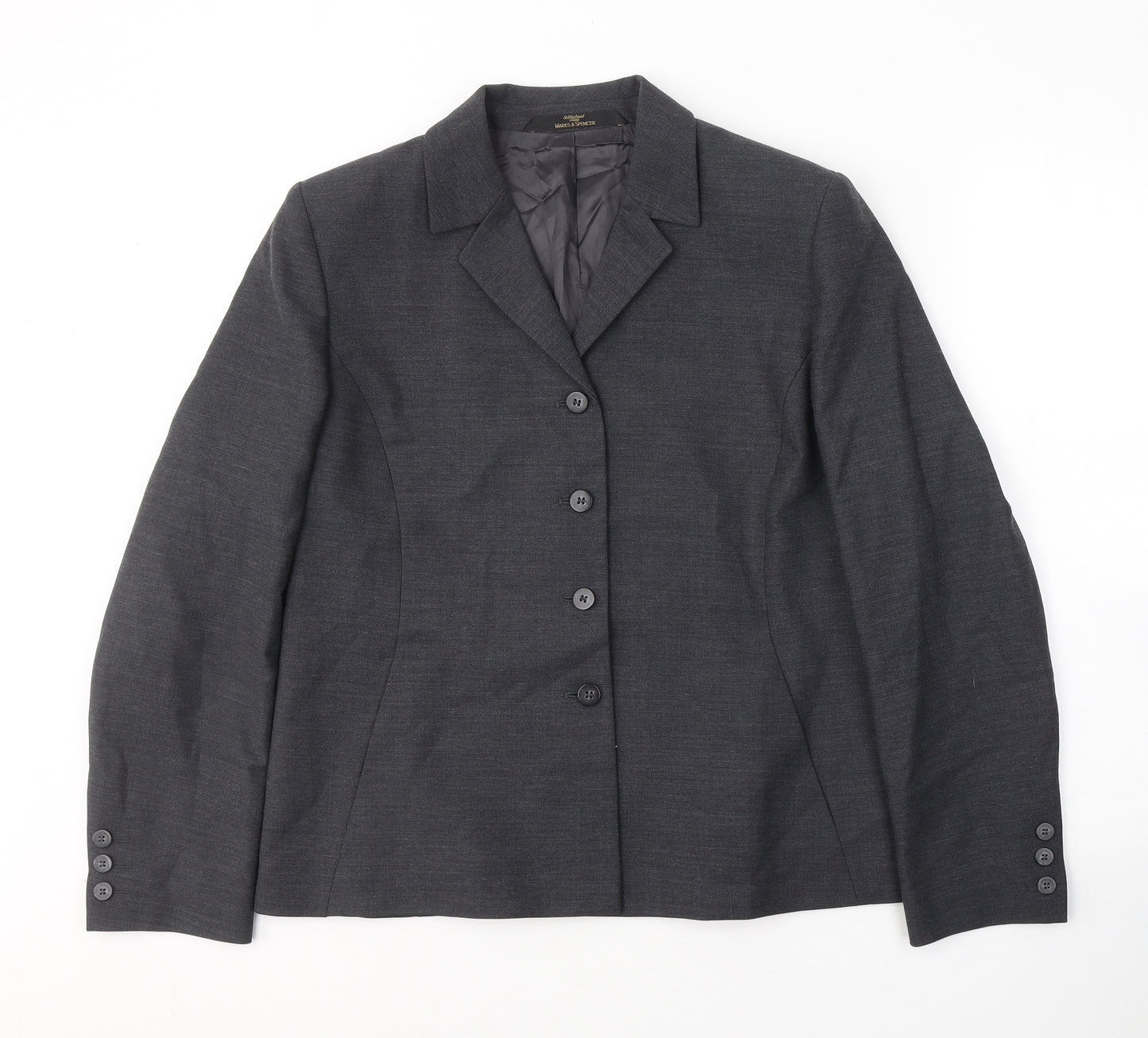 Marks and Spencer Womens Grey  Wool Jacket Suit Jacket Size 14
