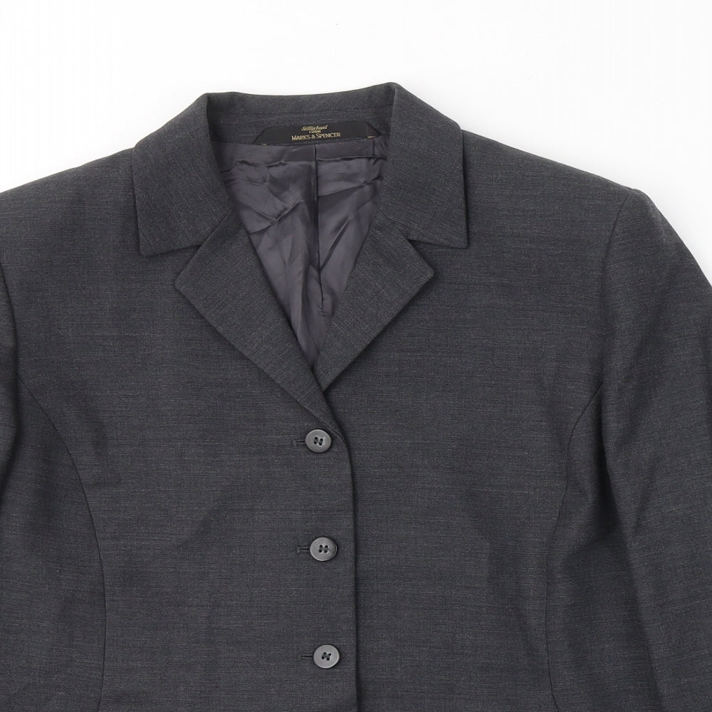 Marks and Spencer Womens Grey  Wool Jacket Suit Jacket Size 14