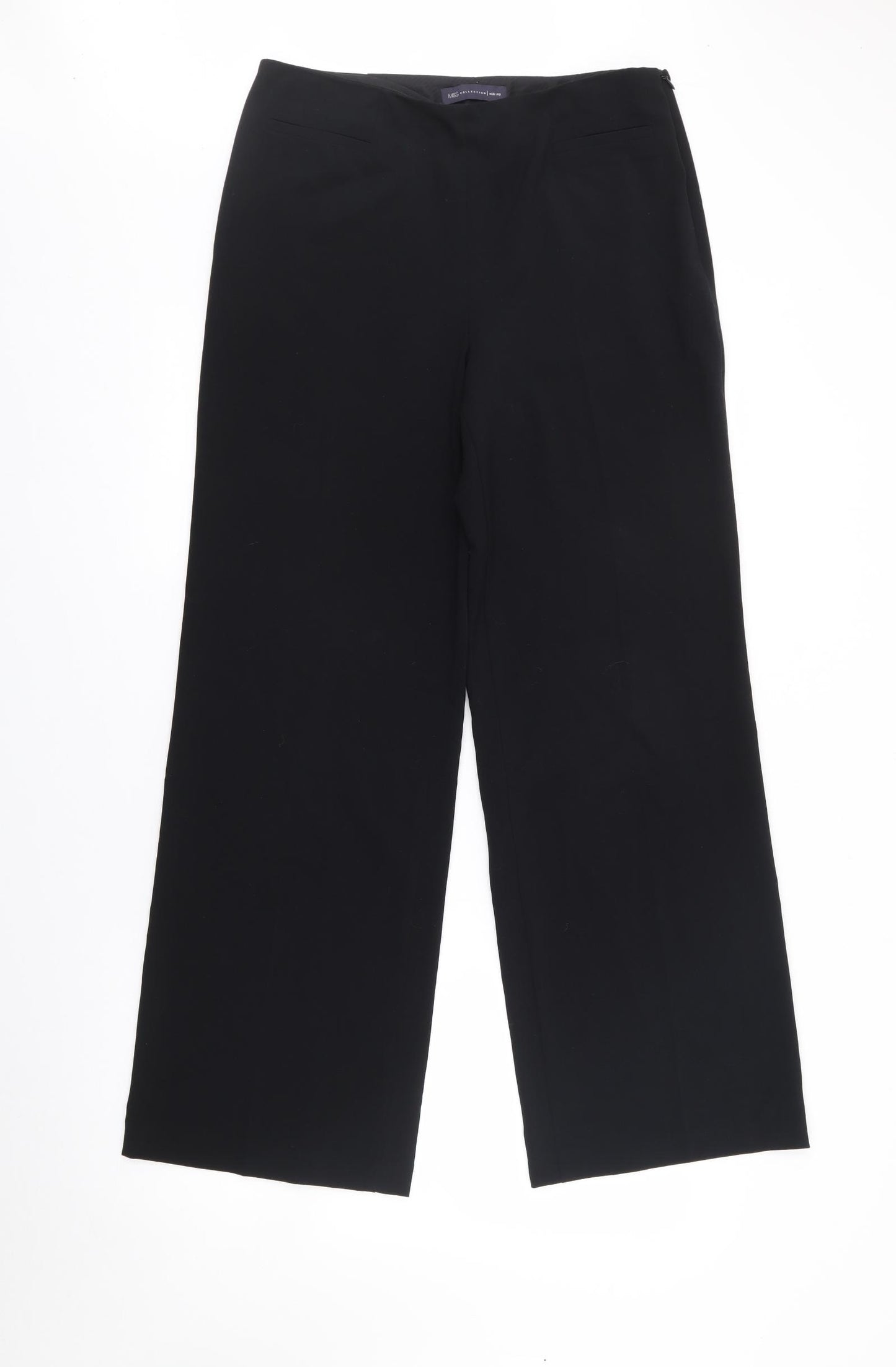 Marks and Spencer Womens Black  Polyester Trousers  Size 12 L31 in Regular
