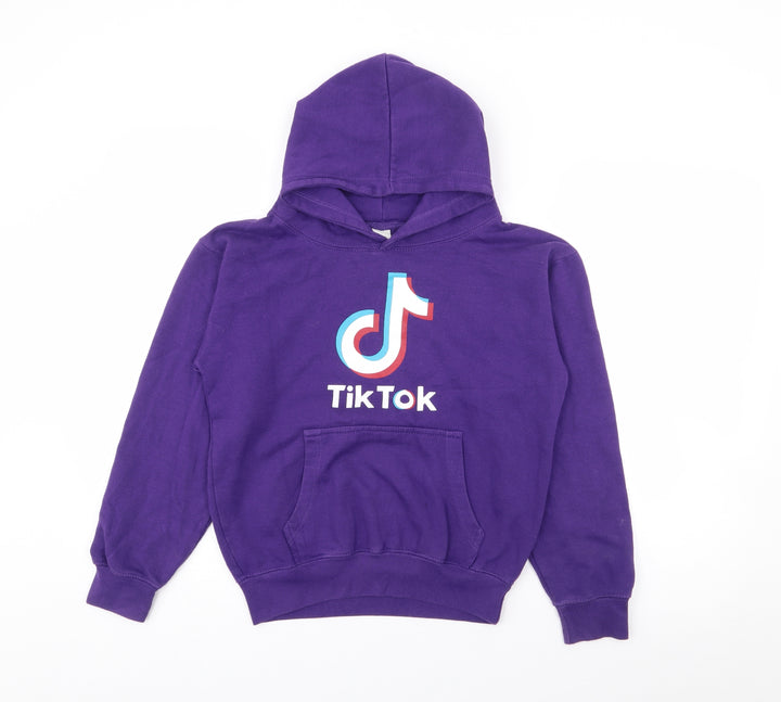 Tik Tok Girls Purple  Cotton Pullover Hoodie Size 9-10 Years
