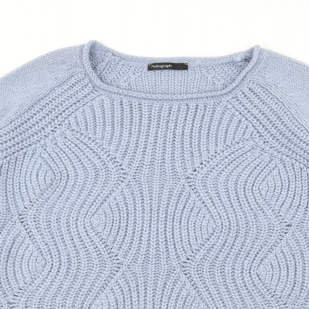Autograph Womens Blue Round Neck  Acrylic Pullover Jumper Size 18