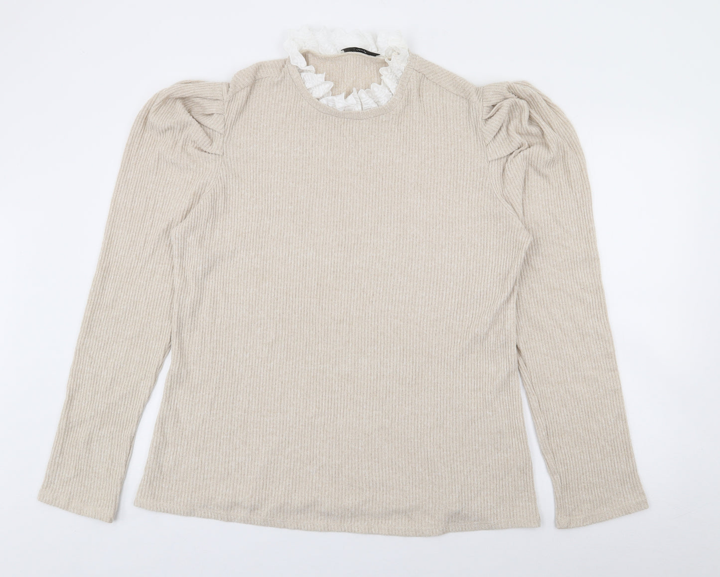 George Womens Beige High Neck  Viscose Pullover Jumper Size XL