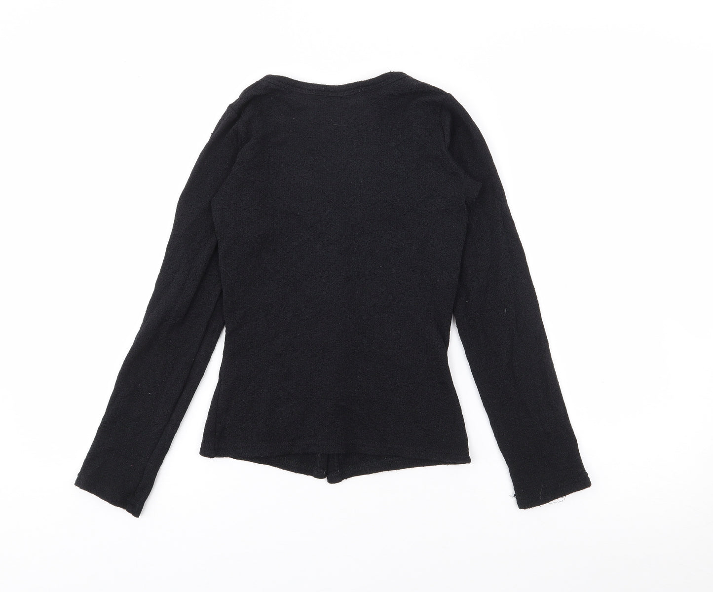 New Look Womens Black V-Neck  Nylon Cardigan Jumper Size 8