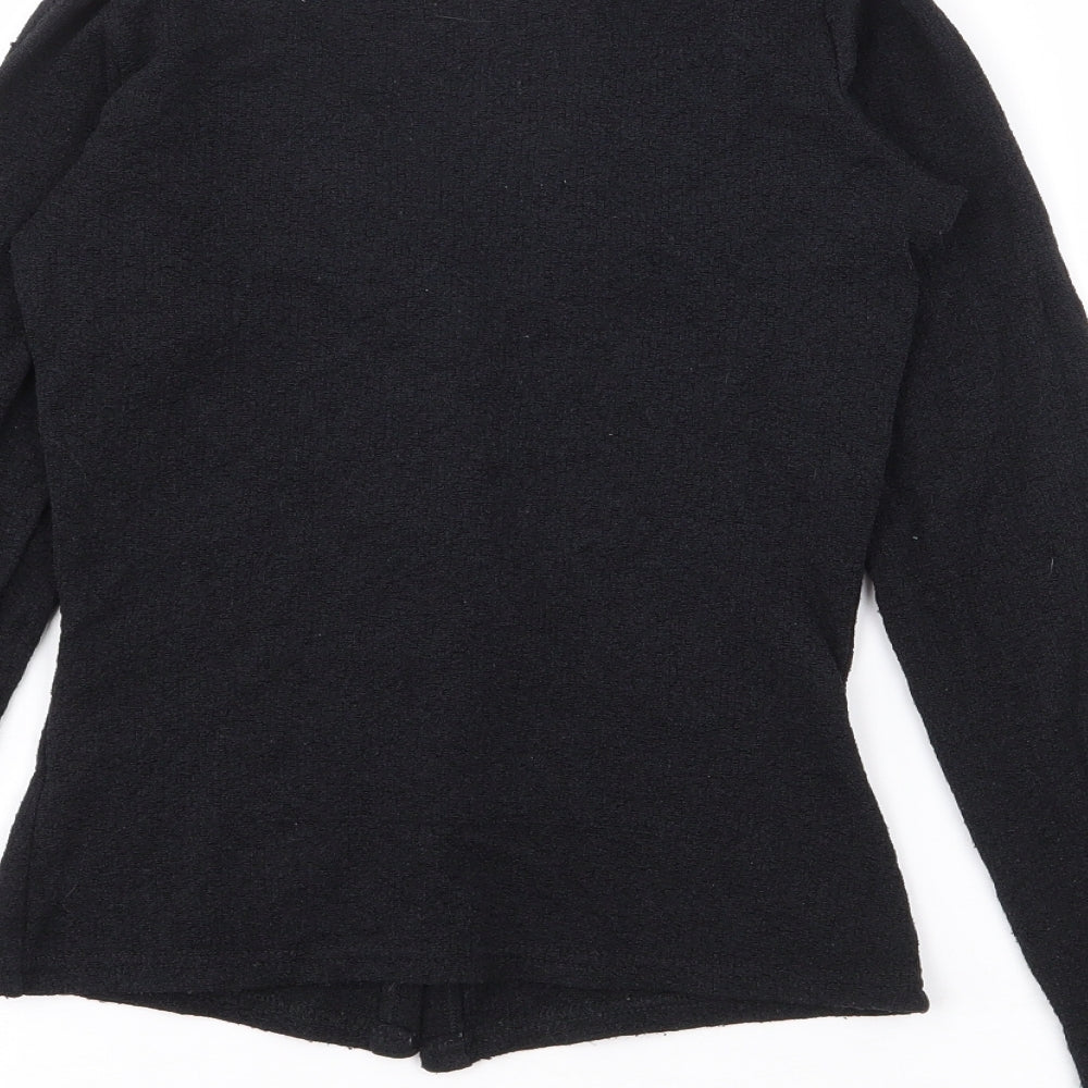 New Look Womens Black V-Neck  Nylon Cardigan Jumper Size 8