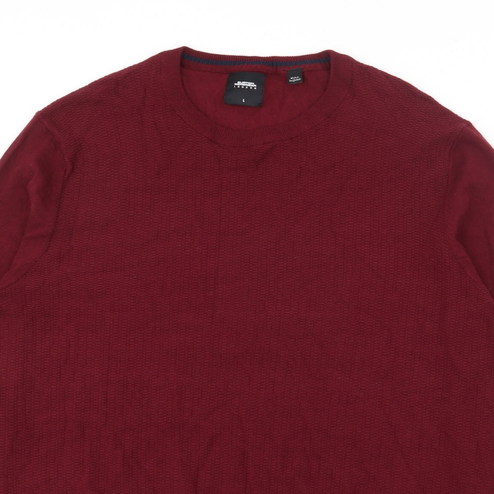 Burton Mens Red Crew Neck  Cotton Pullover Jumper Size L
