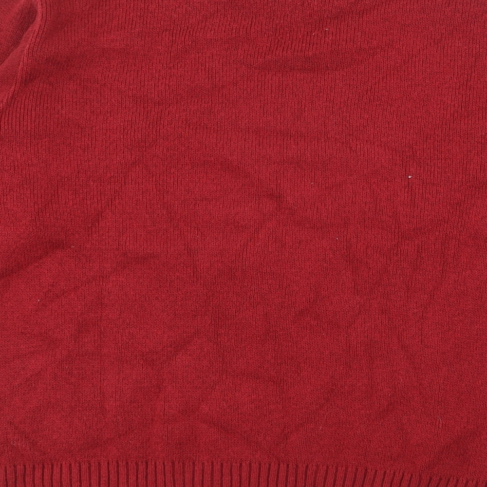 EWM Mens Red Crew Neck  Cotton Pullover Jumper Size M
