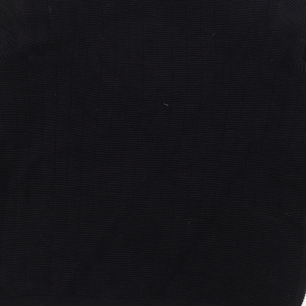 Topman Mens Black Crew Neck  Cotton Pullover Jumper Size L